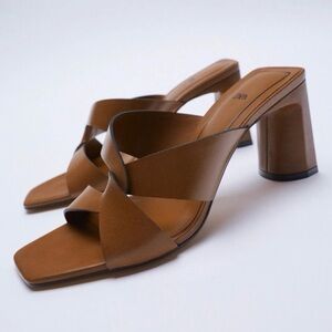Zara Brown Women's Block Heel Sandals